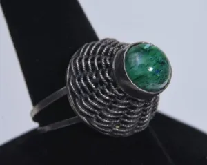 Silver Basket Weave Ring - Size 8  Expandable