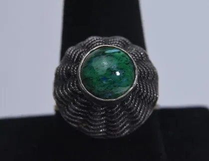 Silver Basket Weave Ring - Size 8  Expandable