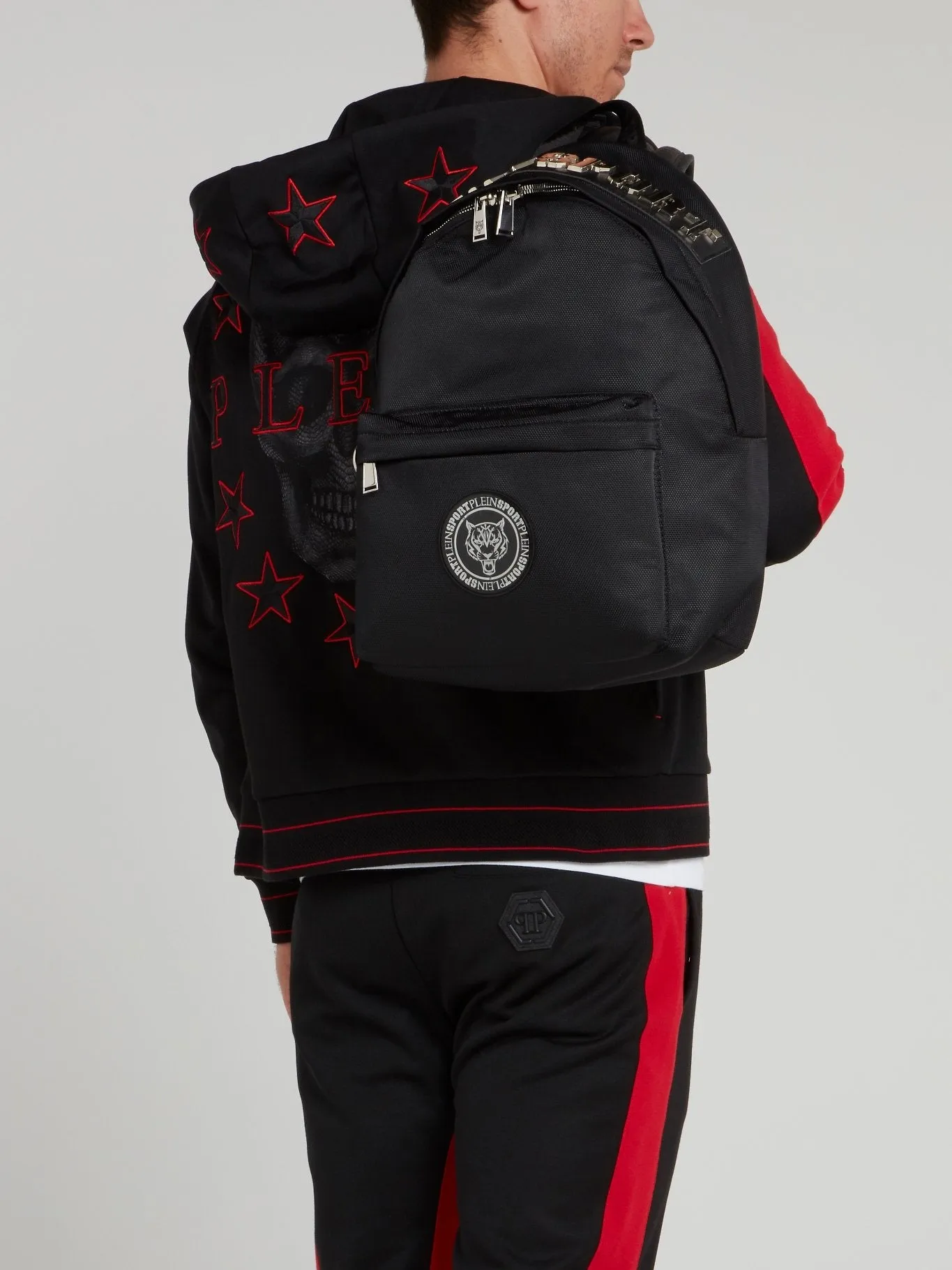 Silver Logo Embellished Mini Backpack