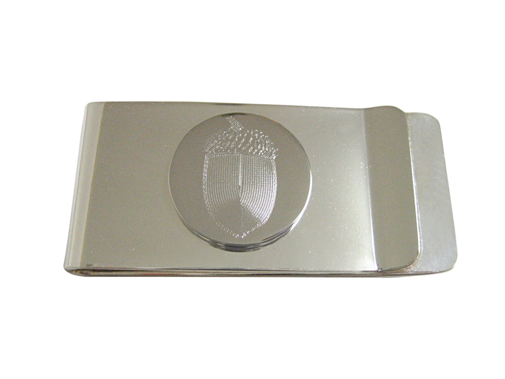 Silver Toned Etched Acorn Money Clip