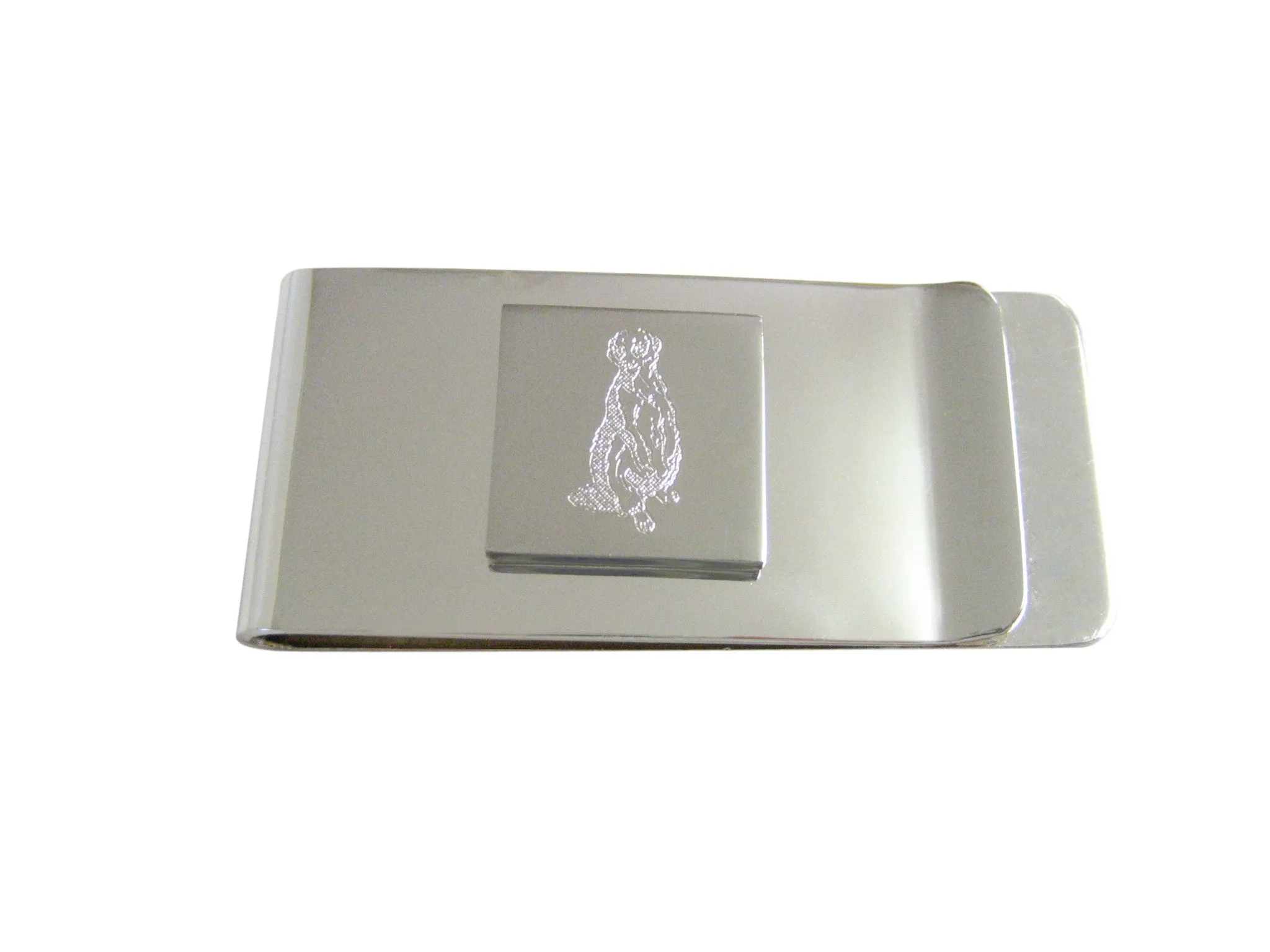 Silver Toned Etched Meerkat Money Clip