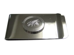 Silver Toned Etched Oval Bee Money Clip
