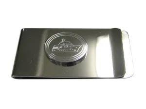 Silver Toned Etched Oval Boat Money Clip