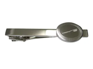 Silver Toned Etched Oval Dental Tooth Brush Tie Clip