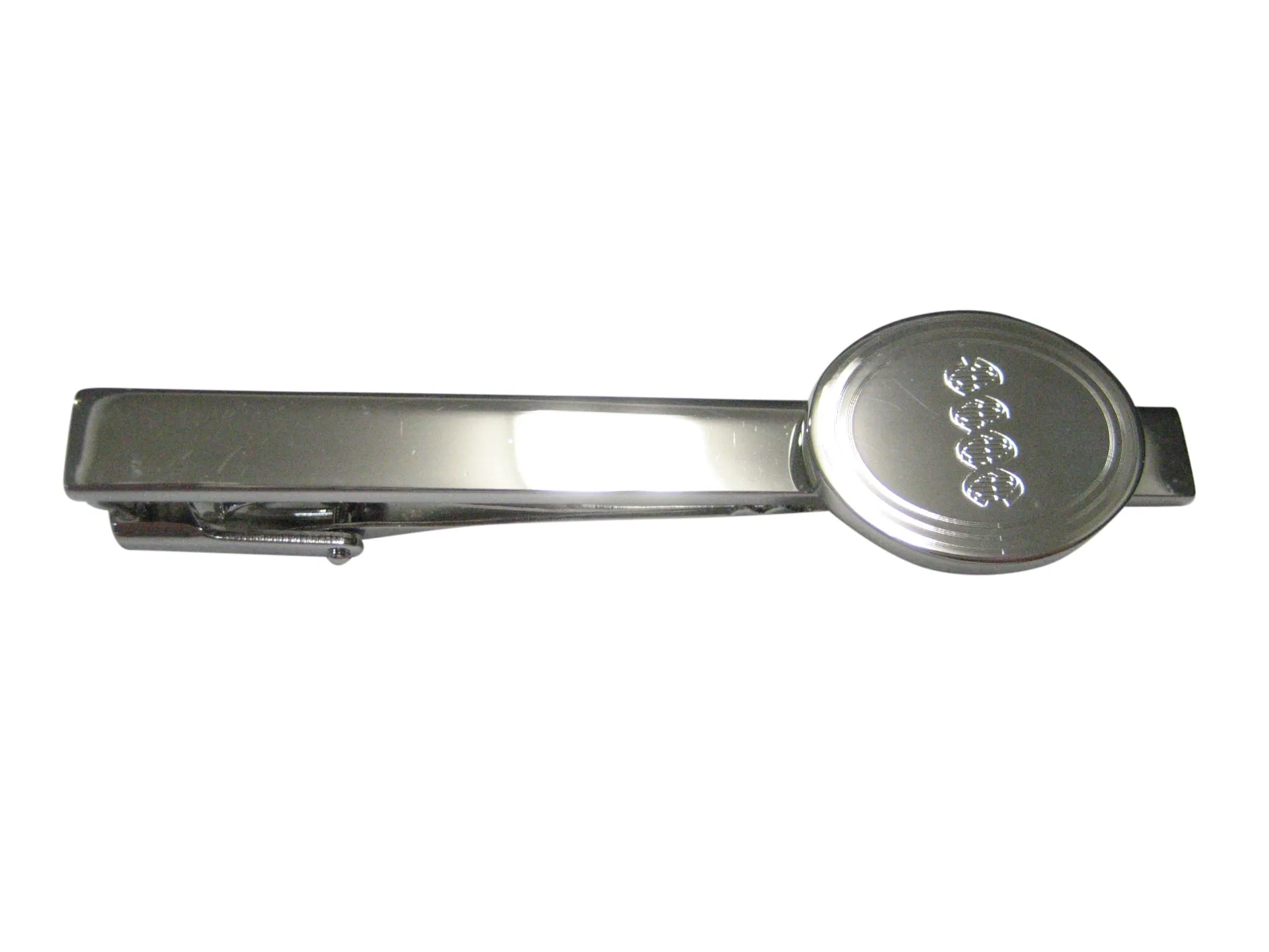 Silver Toned Etched Oval DNA Deoxyribonucleic Acid Molecule Tie Clip