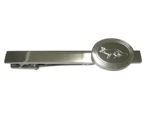 Silver Toned Etched Oval Fox Tie Clip