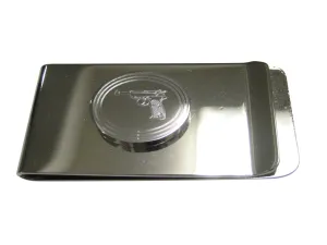 Silver Toned Etched Oval Retro Handgun Money Clip