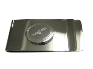 Silver Toned Etched Oval Satellite Money Clip