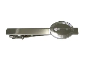 Silver Toned Etched Oval Submarine Torpedo Tie Clip
