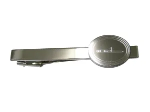 Silver Toned Etched Oval Trombone Music Instrument Tie Clip