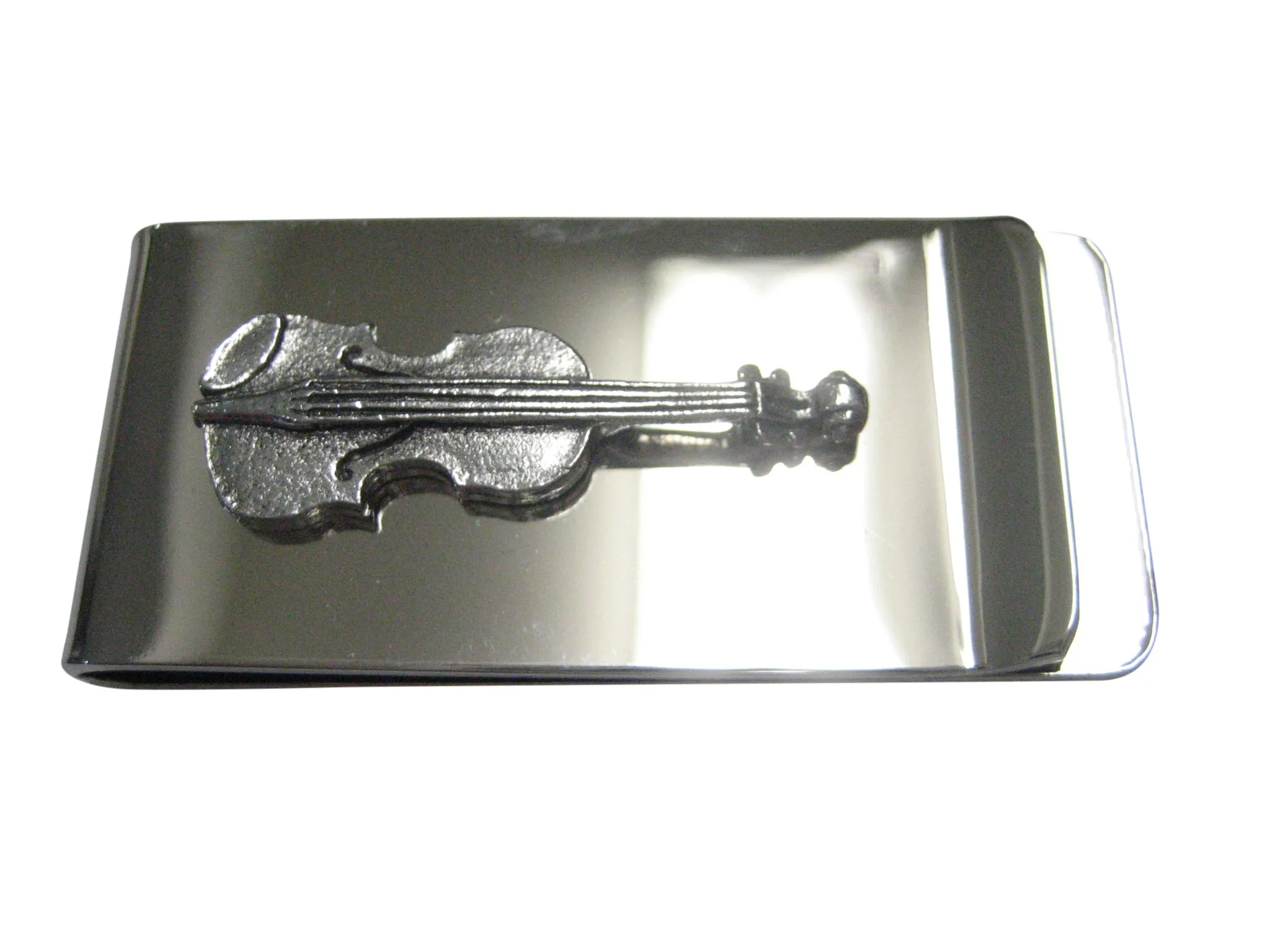 Silver Toned Musical Violin Instrument Money Clip