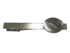 Silver Toned Oval Etched Pheasant Bird Tie Clip