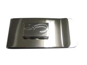 Silver Toned Rectangular Etched Eel Fish Money Clip