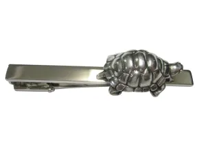 Silver Toned Round Turtle Tortoise Tie Clip