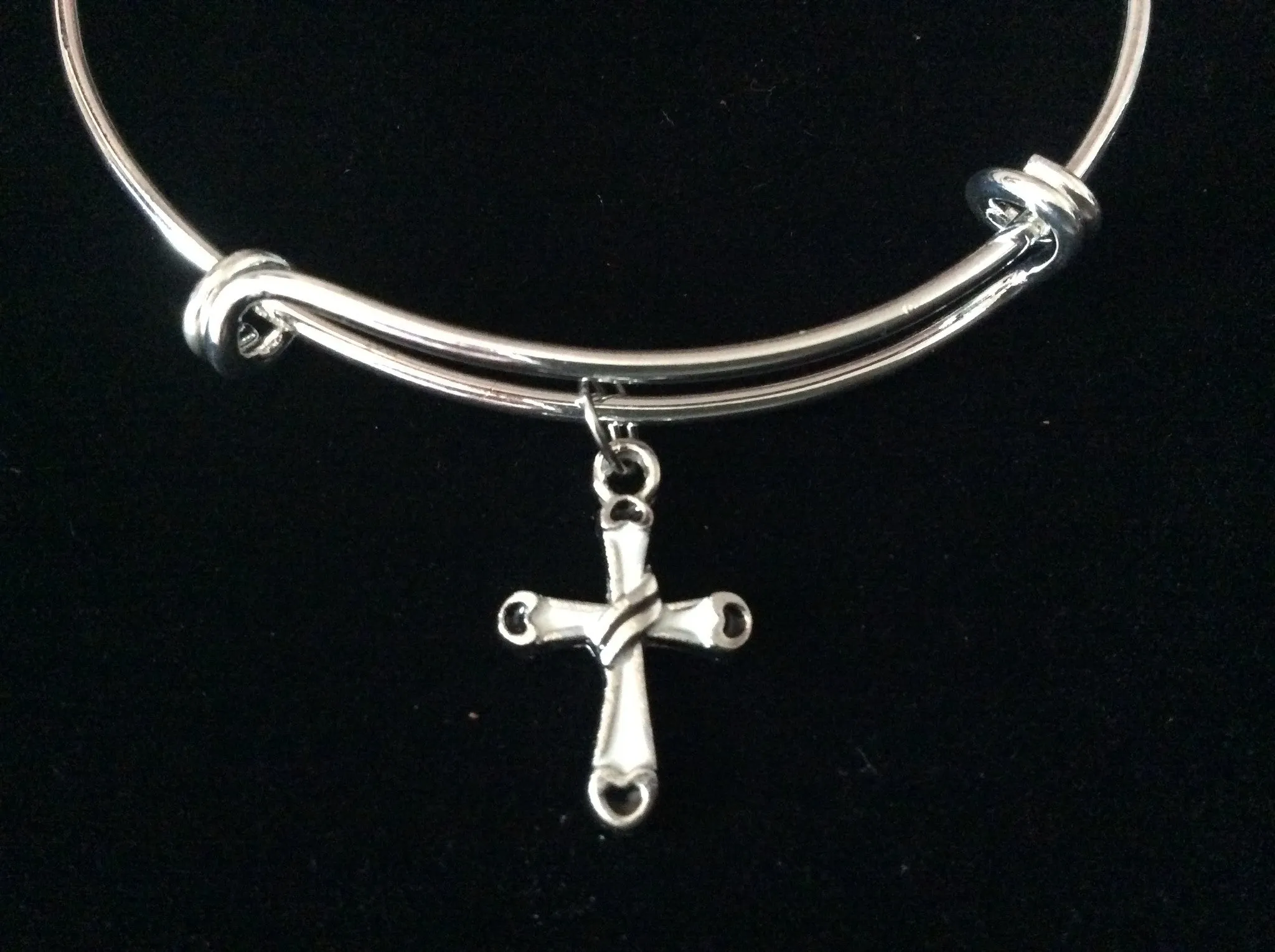 Simple Cross Expandable Charm Bracelet Silver Adjustable Bangle Trendy Gift Communion Confirmation