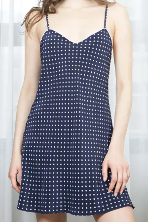 SIRI SILK SLIP - NAVY DOT