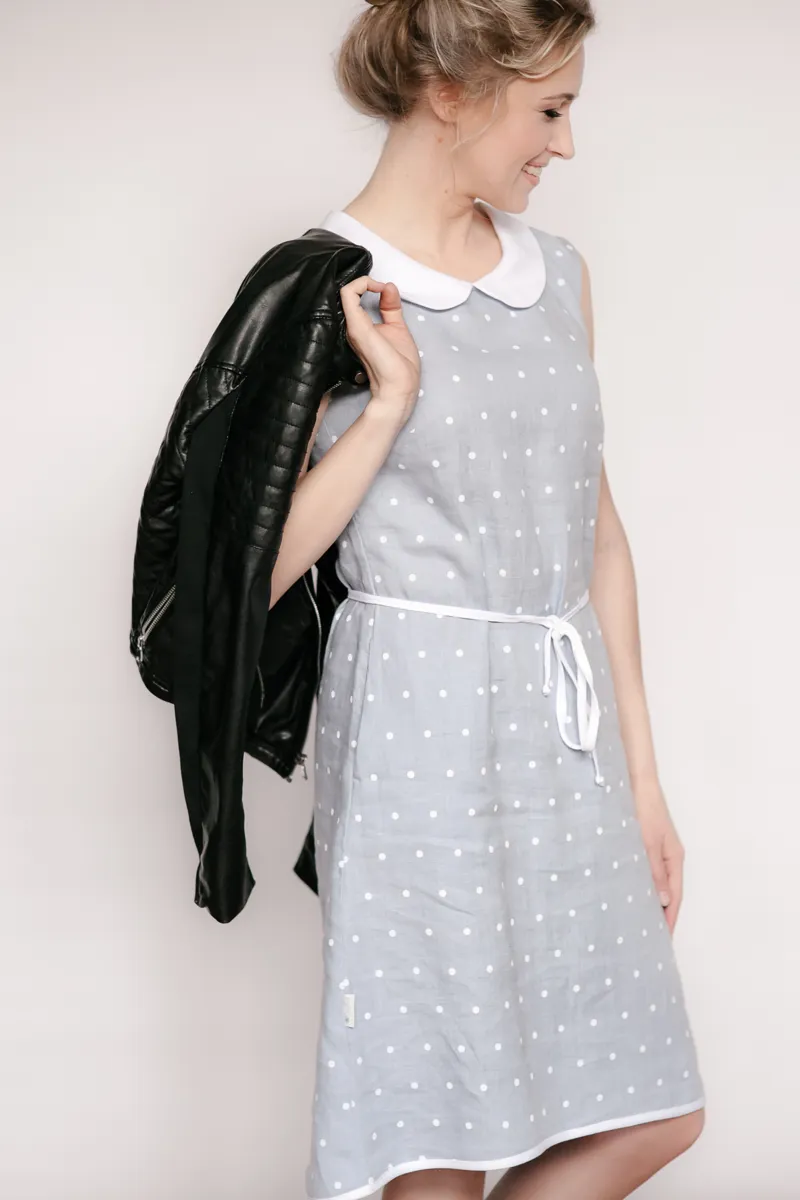 Sleeveless Peter Pan Collar Linen Dress
