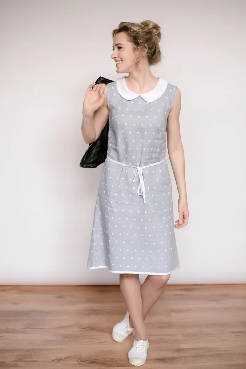 Sleeveless Peter Pan Collar Linen Dress