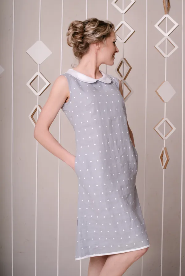 Sleeveless Peter Pan Collar Linen Dress