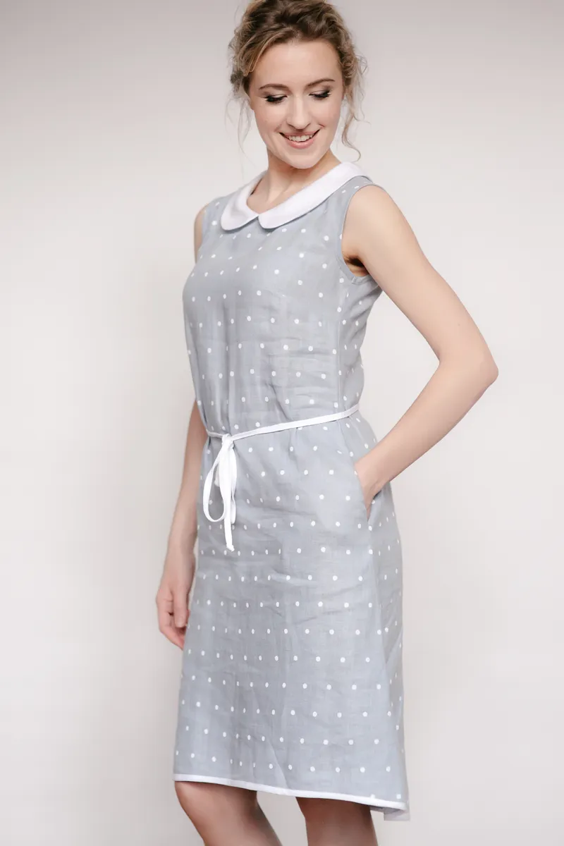 Sleeveless Peter Pan Collar Linen Dress