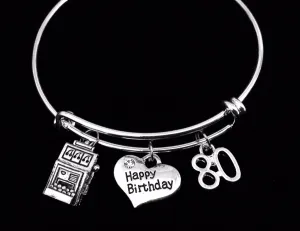 Slot Machine Happy 80th Birthday Gift for Women Expandable Charm Bracelets Adjustable Bangle One Size Fits All Gift