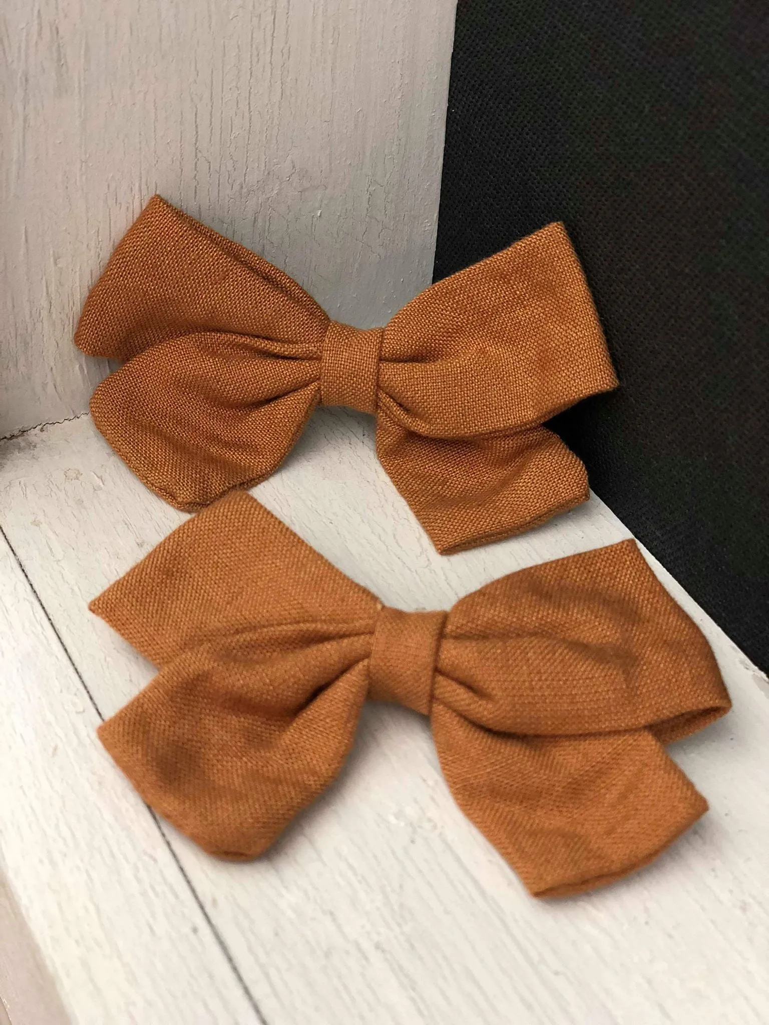 Small Linen Bow Piggy Sets on Clip- ALL colors