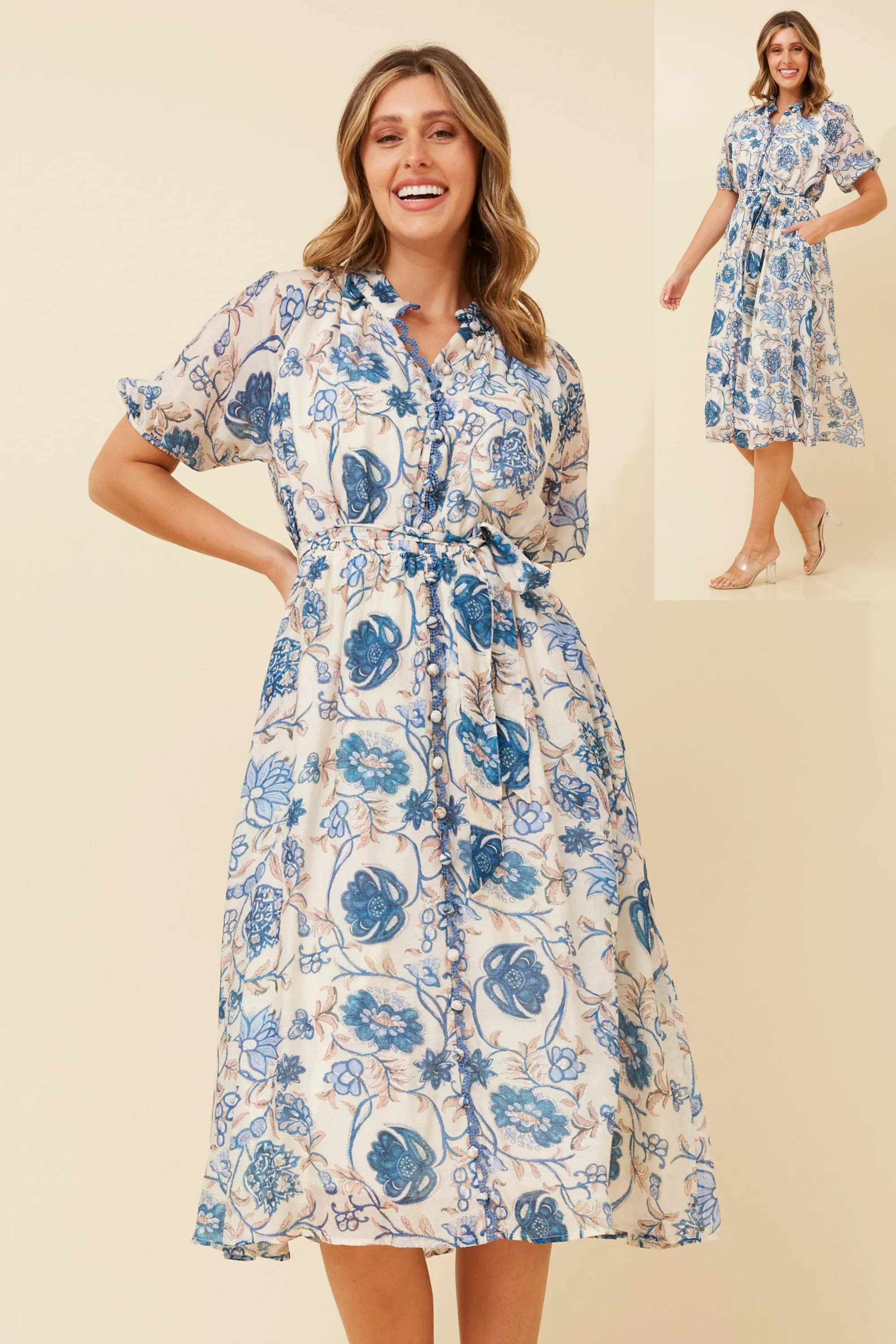 s/s midi shirt dress )d520048)