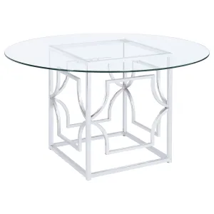 Starlight Round 54-inch Glass Top Metal Dining Table Chrome