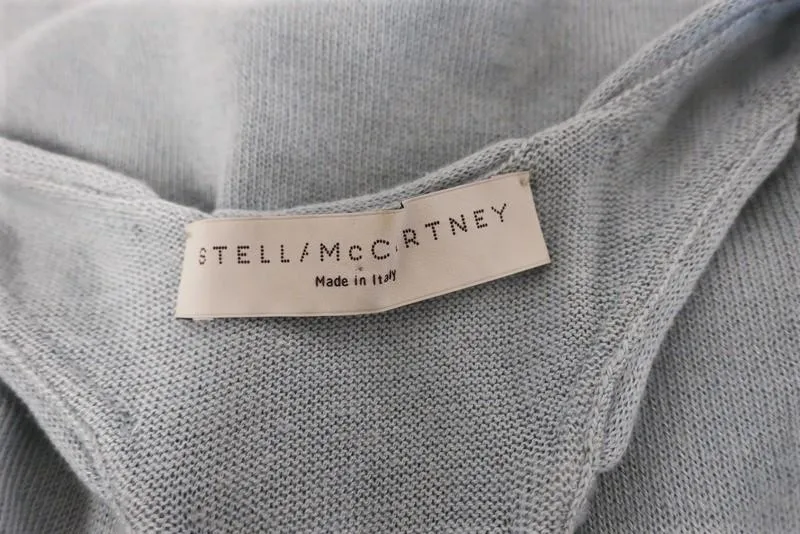 Stella McCartney Tank Light Blue Cotton-Cashmere Knit Size 38 Knot-Trim Top