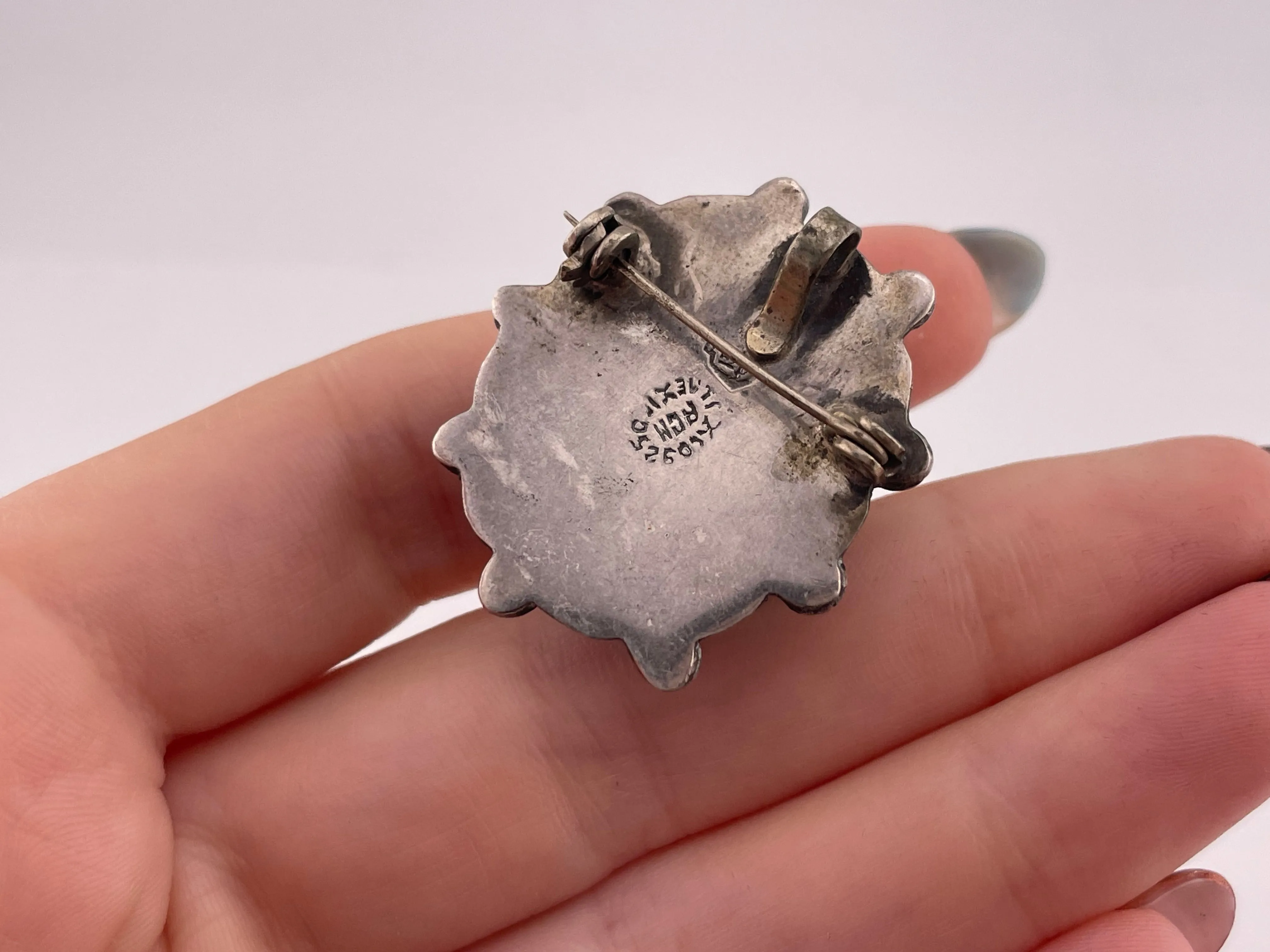 sterling silver amethyst poison compartment pendant brooch