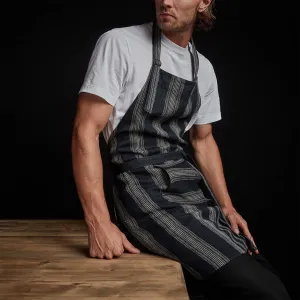 Stripe Chef's Apron With Pocket - Navy Stripe