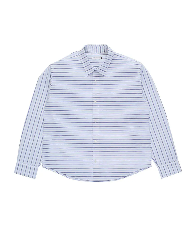 STRIPED LOGO SHIRT - WHITE/BLUE