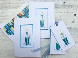 Surfing Note Cards, Hang Ten Note Cards, Surf Board Note Cards, Salt Life Note Cards, Personalized Stationery, Thank You Cards, Set Of 8