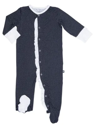 Sweet Bamboo Black Dot Ruffled Footie