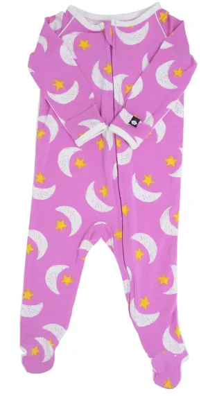 Sweet Bamboo Spring Crocus Sleepy Moons Piped Footie with Zipper