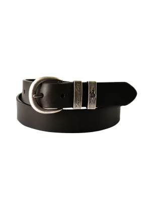 TCP1974BEL  Thomas Cook Narrow Silver Twin Keeper Belt Black