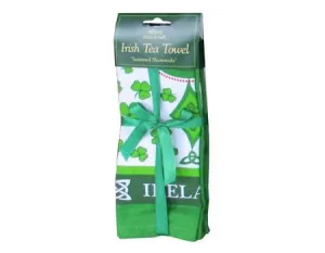 Tea Towel Cotton Scattered Shamrocks.