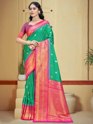 Teal Green Silk Saree