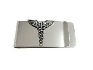 Textured Medical Symbol Caduceus Money Clip