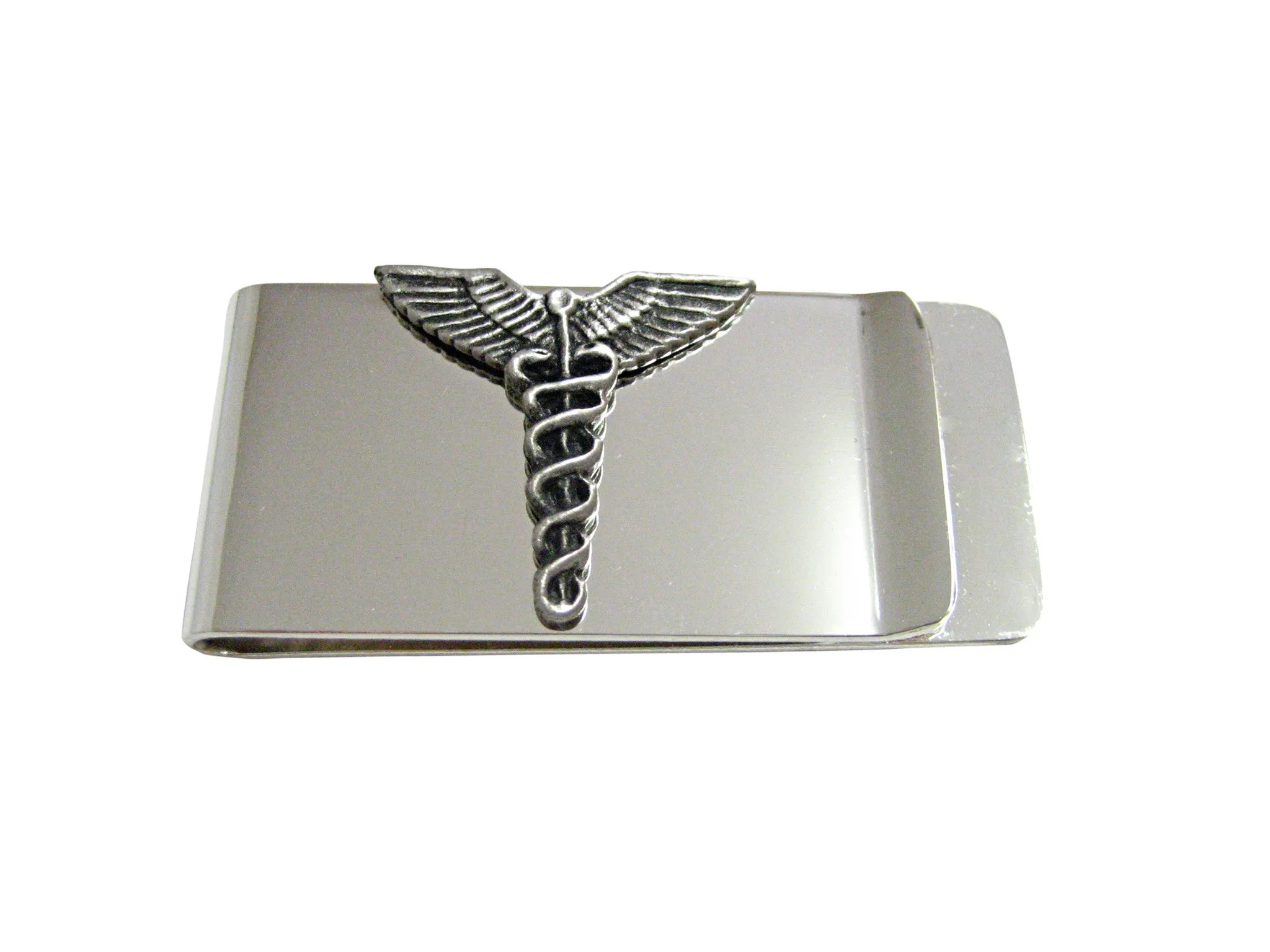 Textured Medical Symbol Caduceus Money Clip