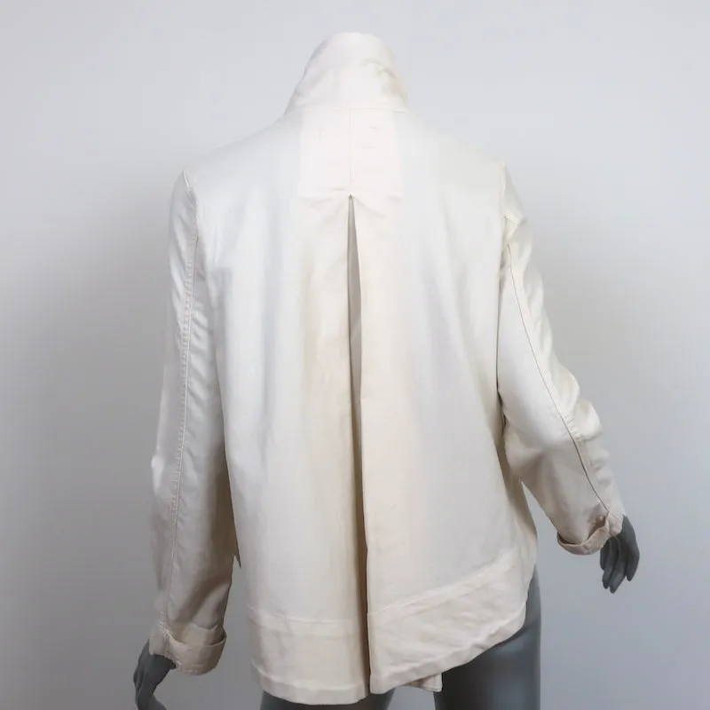 THE GREAT Swingy Army Jacket Cream Cotton-Blend Size 1