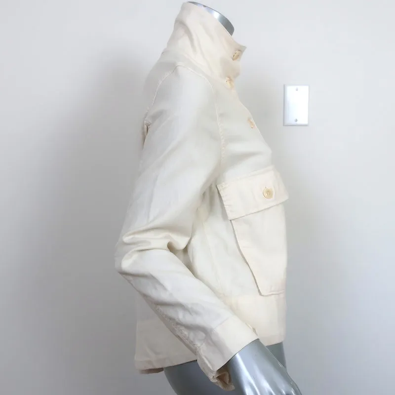THE GREAT Swingy Army Jacket Cream Cotton-Blend Size 1