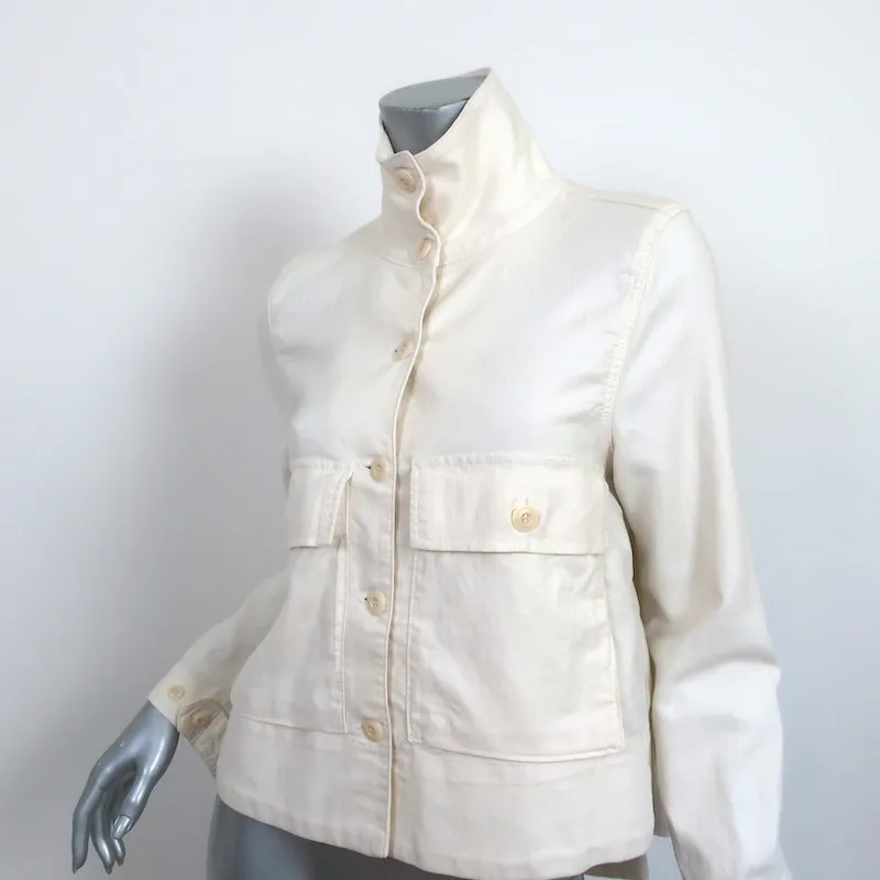 THE GREAT Swingy Army Jacket Cream Cotton-Blend Size 1
