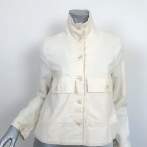 THE GREAT Swingy Army Jacket Cream Cotton-Blend Size 1