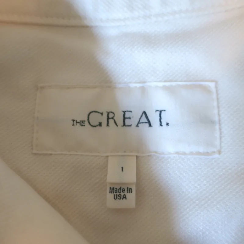 THE GREAT Swingy Army Jacket Cream Cotton-Blend Size 1