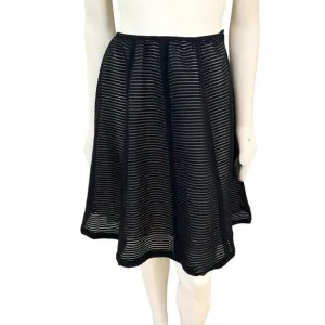 TIBI Textured Stripe Wool Circle Skirt in Black SZ 2