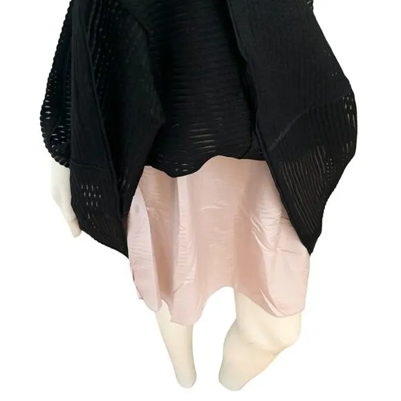 TIBI Textured Stripe Wool Circle Skirt in Black SZ 2