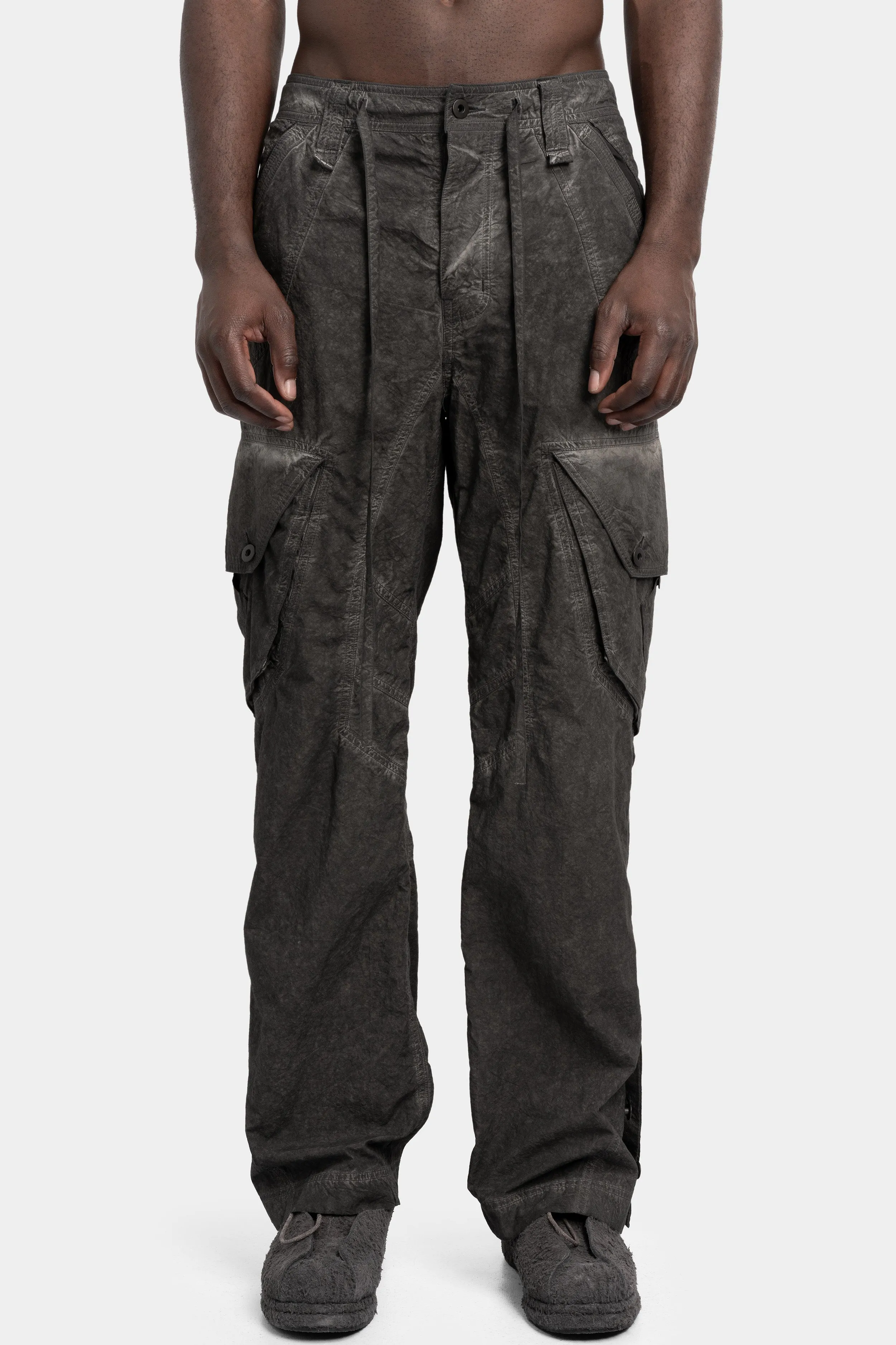 Typewriter cloth piece dyed cargo pants