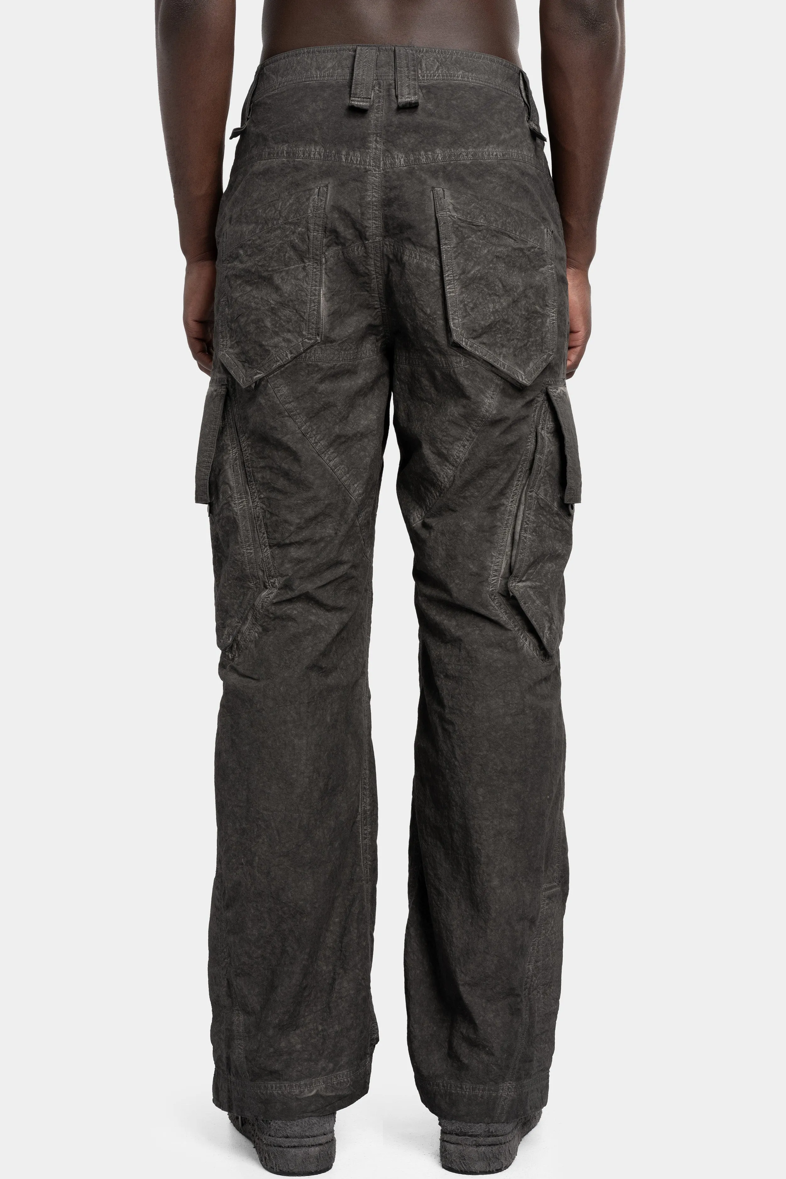 Typewriter cloth piece dyed cargo pants