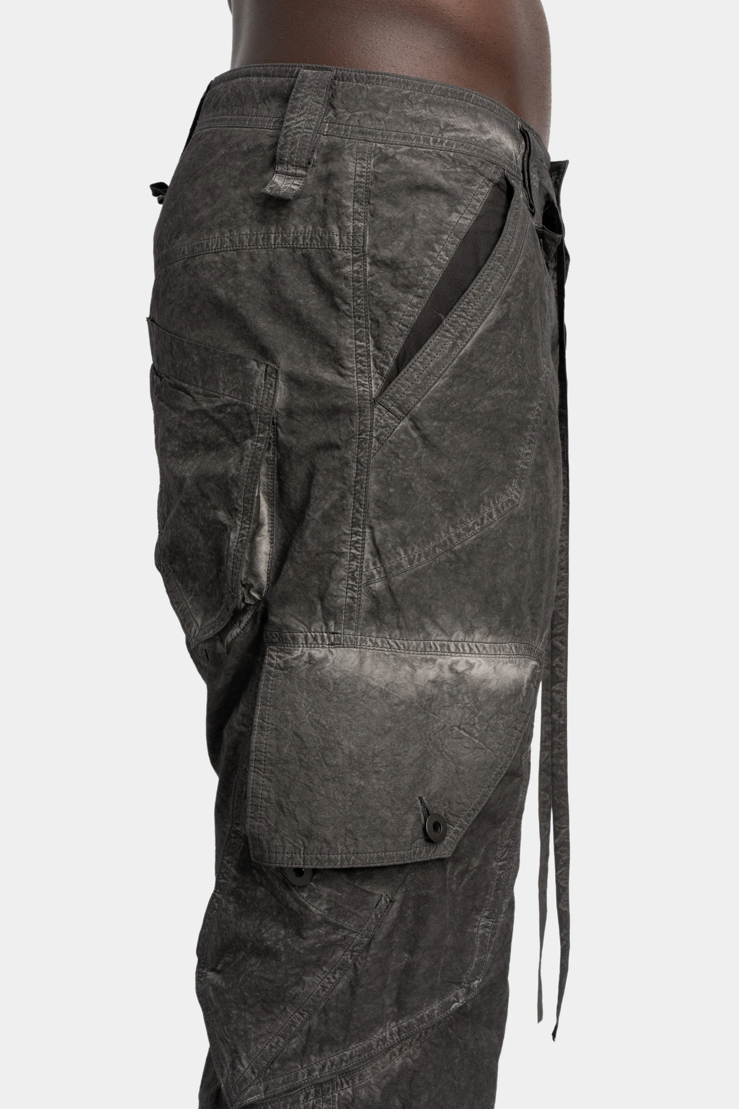 Typewriter cloth piece dyed cargo pants